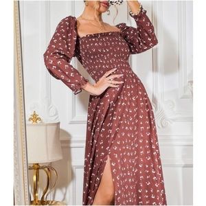 SHEIN Ditsy Floral Slit Thigh Dress